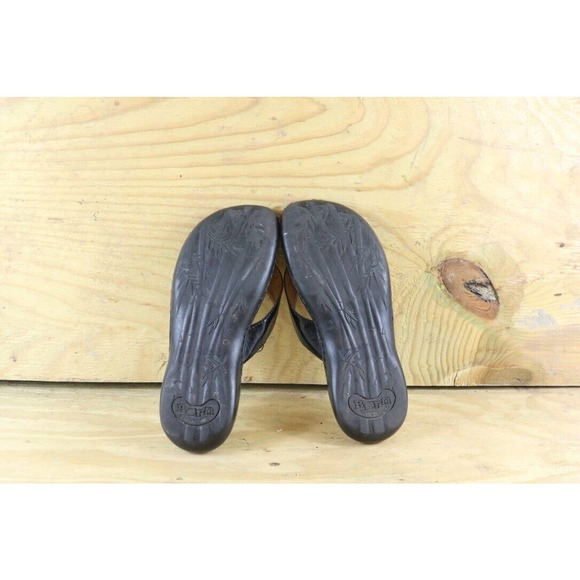 Born Handcrafted Women's Size 7 Black Footwear Leather Thong Toe Slide Sandal - Picture 6 of 7